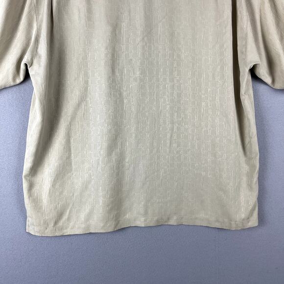 Tommy Bahama Silk Camp Shirt Mens XL Beige Short Sleeve Textured Hawaiian Relax - Picture 12 of 15